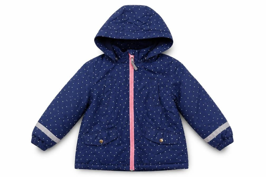 H&M Girls Blue Polka Dot Parka Jacket 3-4 Years, Hooded, Lined