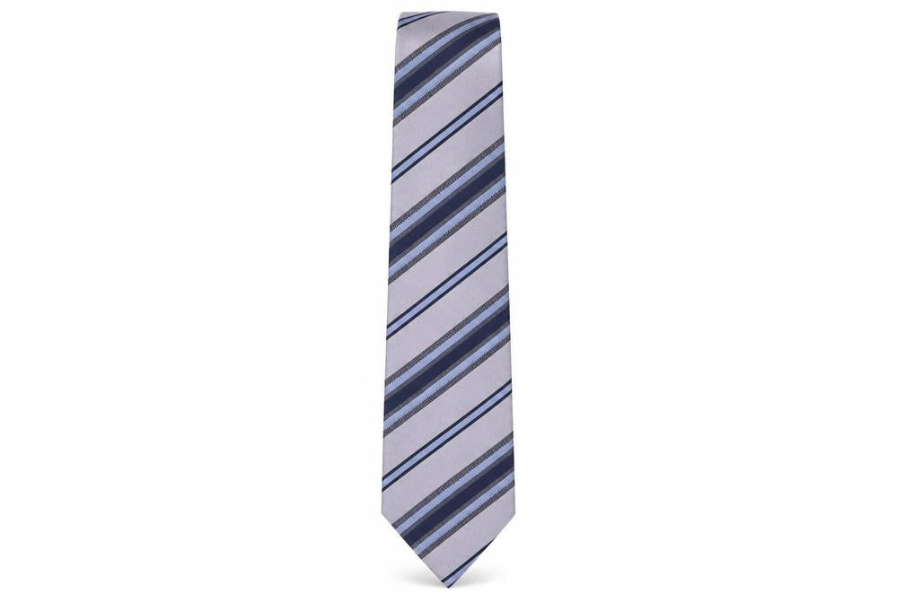 Van Gils Men's Grey Striped Silk Tie