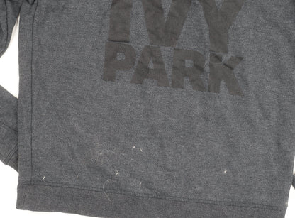 Close-up detail of Ivy Park Women's Grey Sweatshirt Medium Pullover