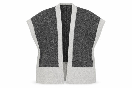 Front view of Roman Women's Grey Cape Jumper Sleeveless Knit S