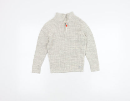 Preloved H&M Boys Beige Cotton High Neck Pullover Jumper 4-6 Years - Front