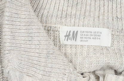 Preloved H&M Boys Beige Cotton High Neck Pullover Jumper 4-6 Years - Label