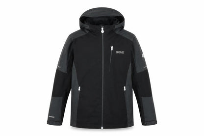 Front view of Regatta boys’' black hooded parka 9-10 years
