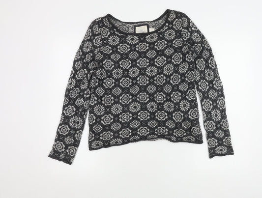 H&M Women's L Black Geometric Knit Jumper