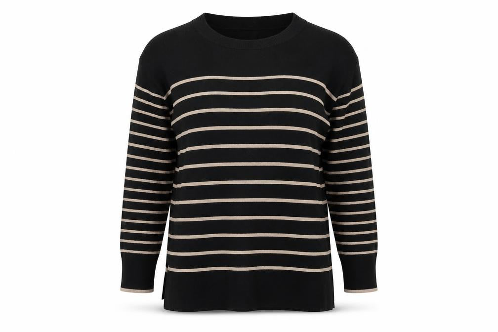 Spirit Women's Black Striped Jumper Size 14