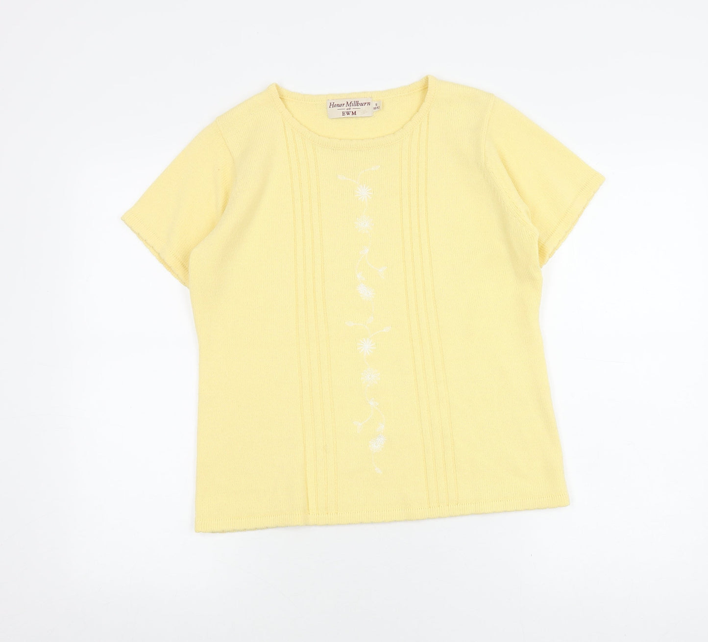 Honor Millburn Women's Yellow Embroidered T-Shirt Size 10/12