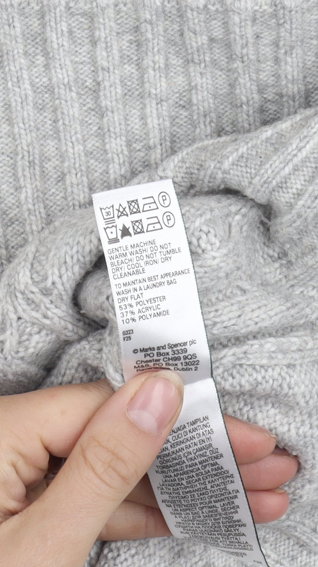 Marks and Spencer Women’s Grey Cable-Knit Jumper, S
