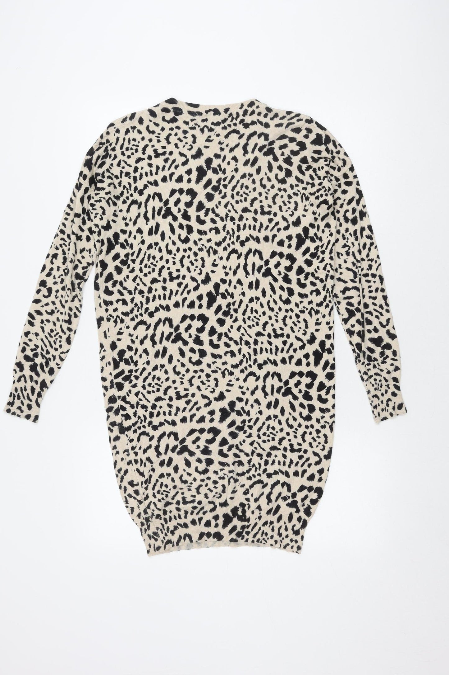 New Look Women's Beige Black Animal Print Knit Dress S