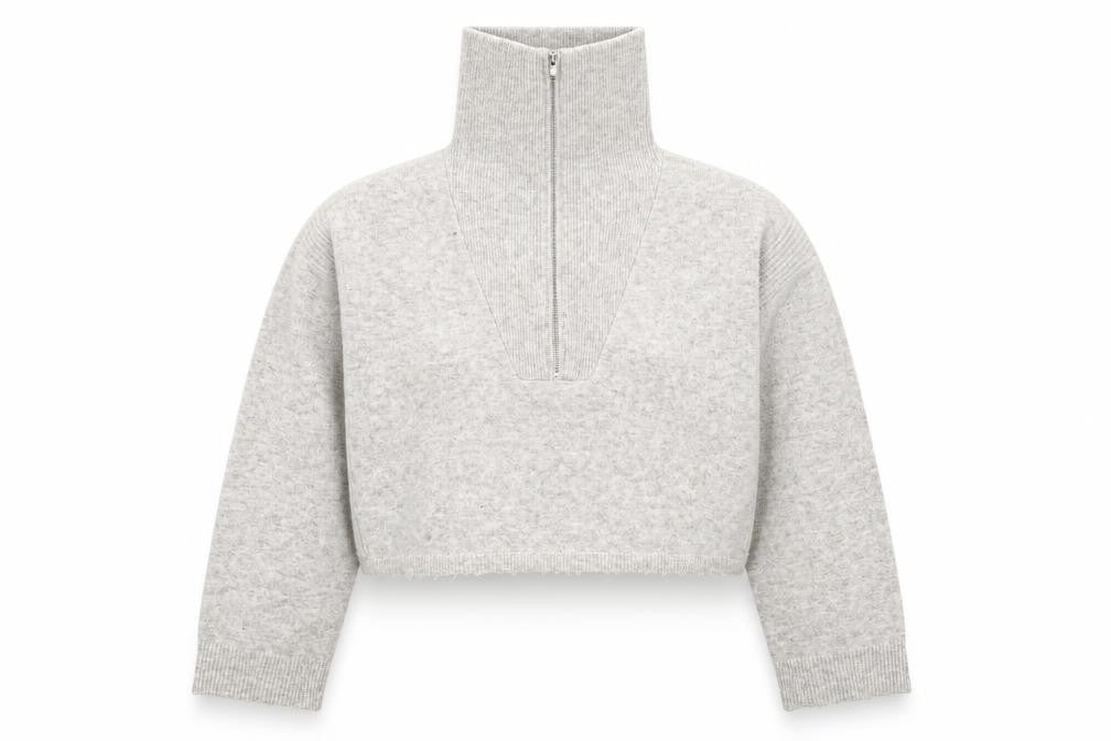 Topshop Women's Grey L Tall High Neck Zip Jumper
