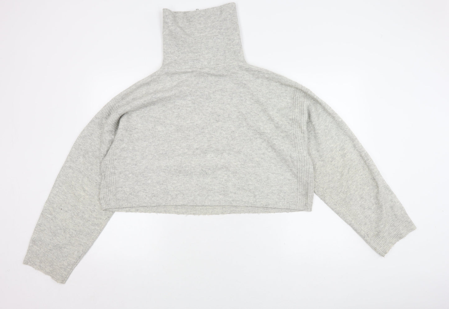 Topshop Women's Grey L Tall High Neck Zip Jumper