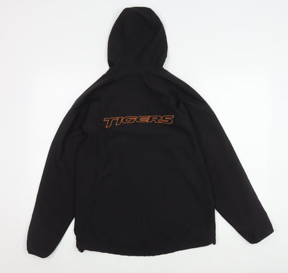 Back view of XBlades boys’ black basic jacket, size 12, rugby hooded