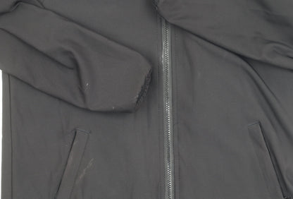 Close-up detail of XBlades boys’ black basic jacket, size 12, rugby hooded