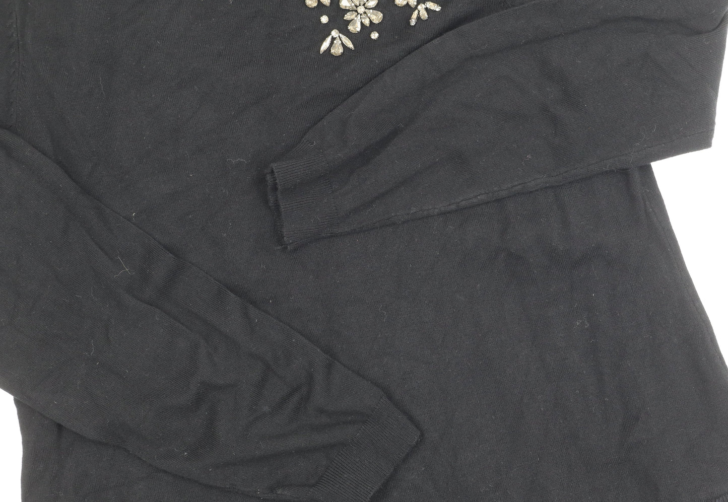 Charter Club Women's Black Jewel Pullover Jumper L