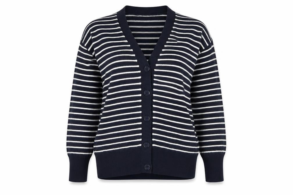 Warehouse Women's Blue Cardigan, Size M, Striped