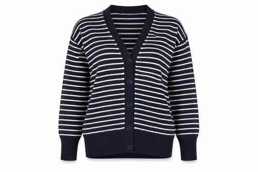 Warehouse Women's Blue Cardigan, Size M, Striped