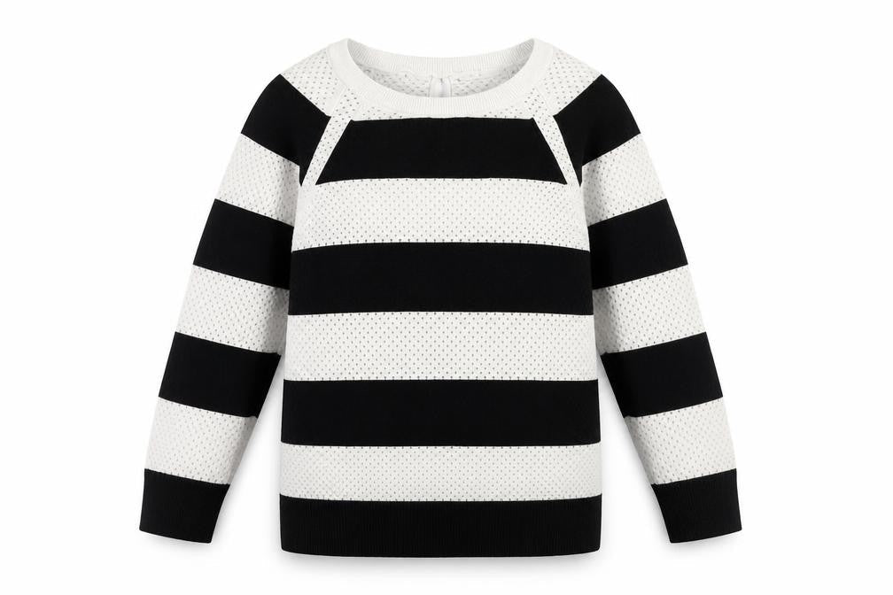 Karen Millen Women's Striped Jumper - Black/White - Size 3