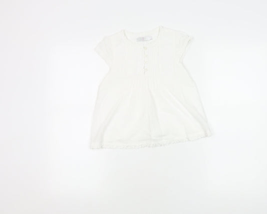 Jasper Conran Girls White Short Sleeve Cotton Dress, 7 Years