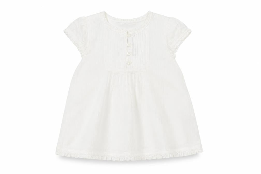 Jasper Conran Girls White Short Sleeve Cotton Dress, 7 Years