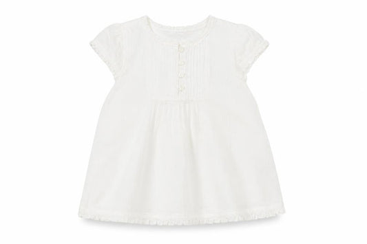 Front view of Jasper Conran girls’ white short sleeve cotton dress, 7 years