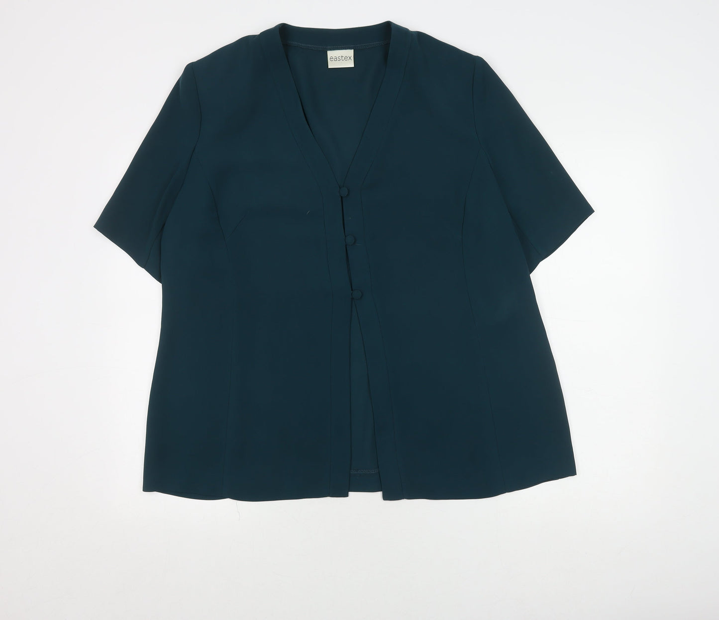 Eastex Women's Green Blouse Size 18 V-Neck Short Sleeve