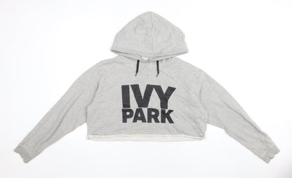 Additional front view of Ivy Park Women's Grey Cropped Hoodie - Medium