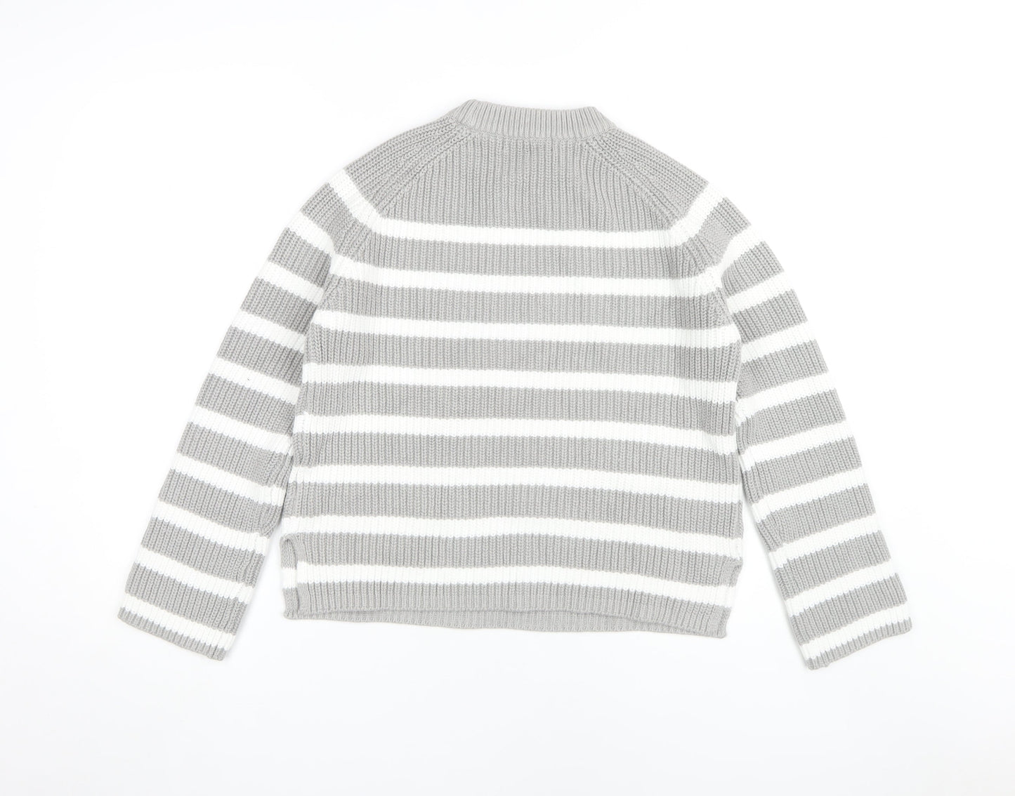Marks and Spencer Women's Grey Striped Pullover Jumper S