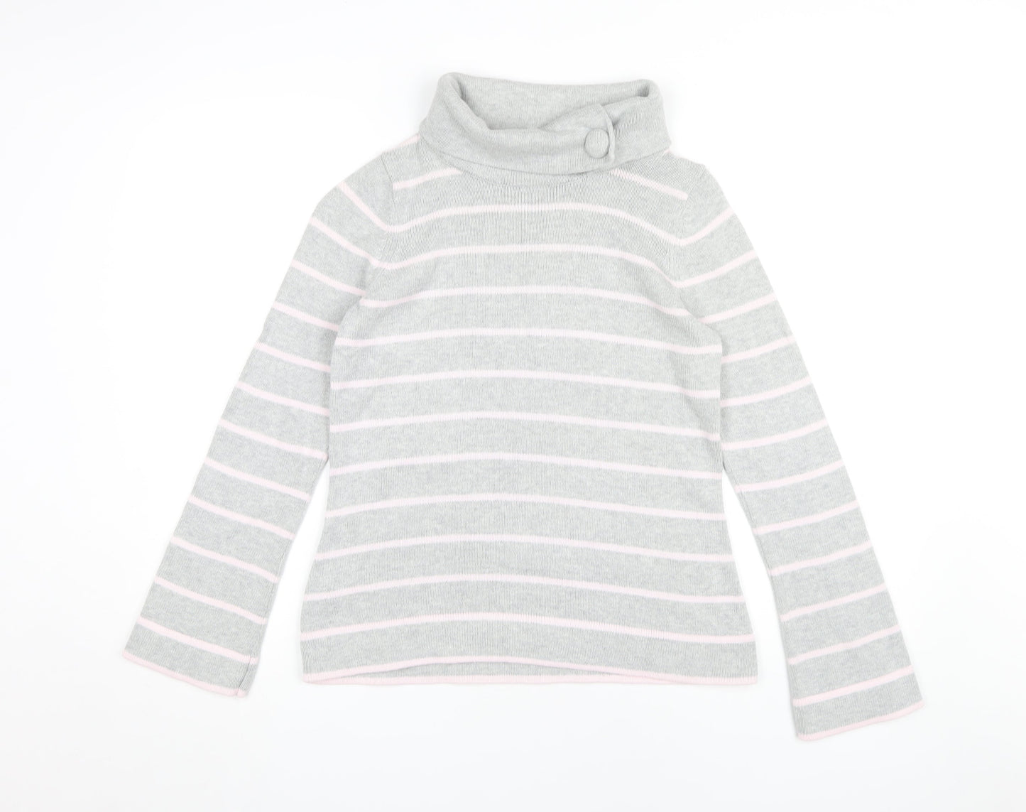 Marks and Spencer Women's Grey Striped Roll Neck Jumper