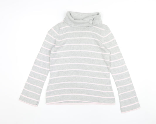 Marks and Spencer Women's Grey Striped Roll Neck Jumper