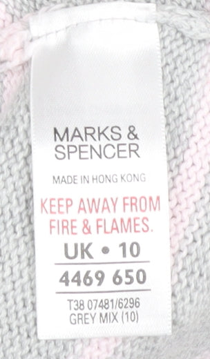 Marks and Spencer Women's Grey Striped Roll Neck Jumper