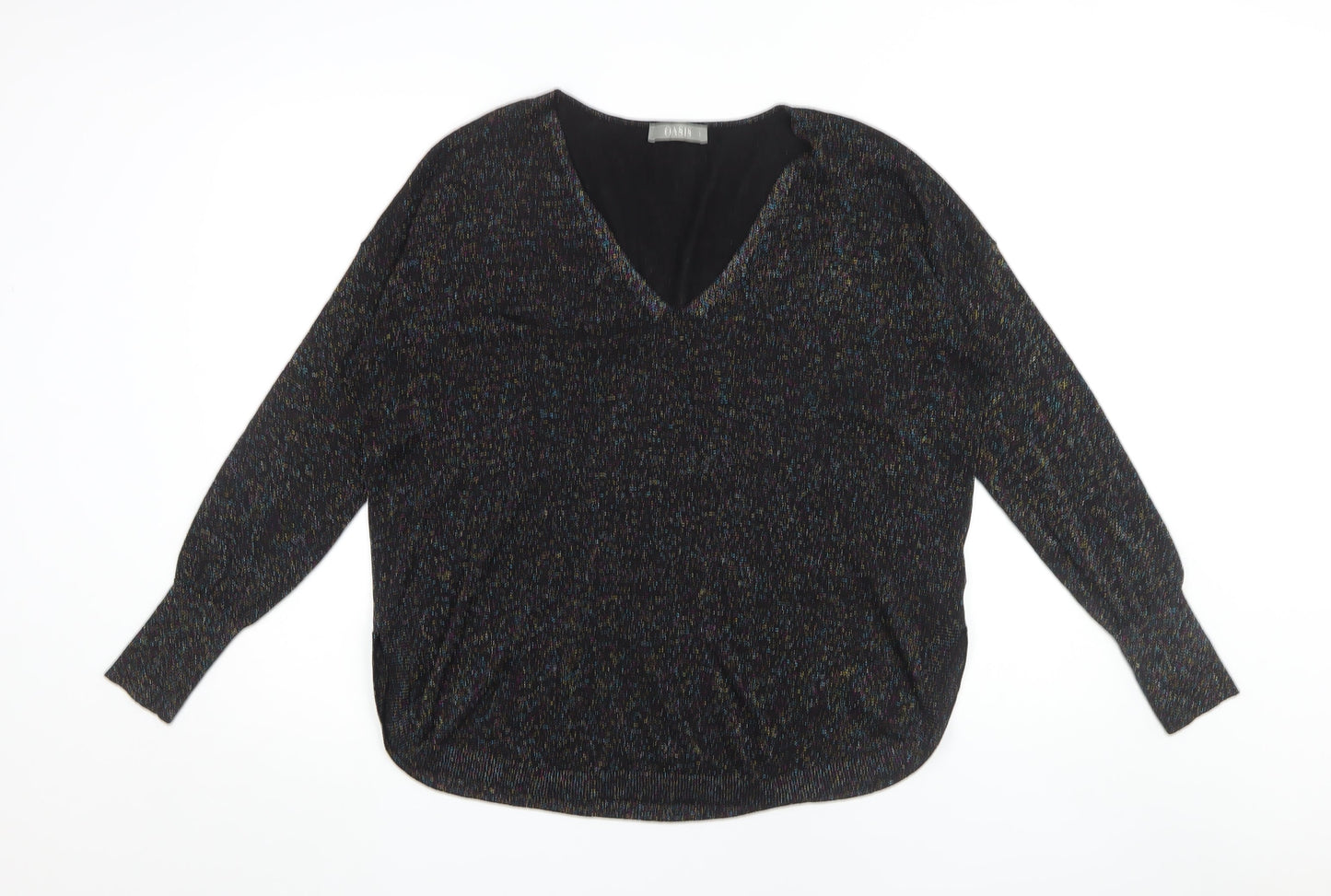 Oasis Women's Black V-Neck Pullover Jumper - Size L