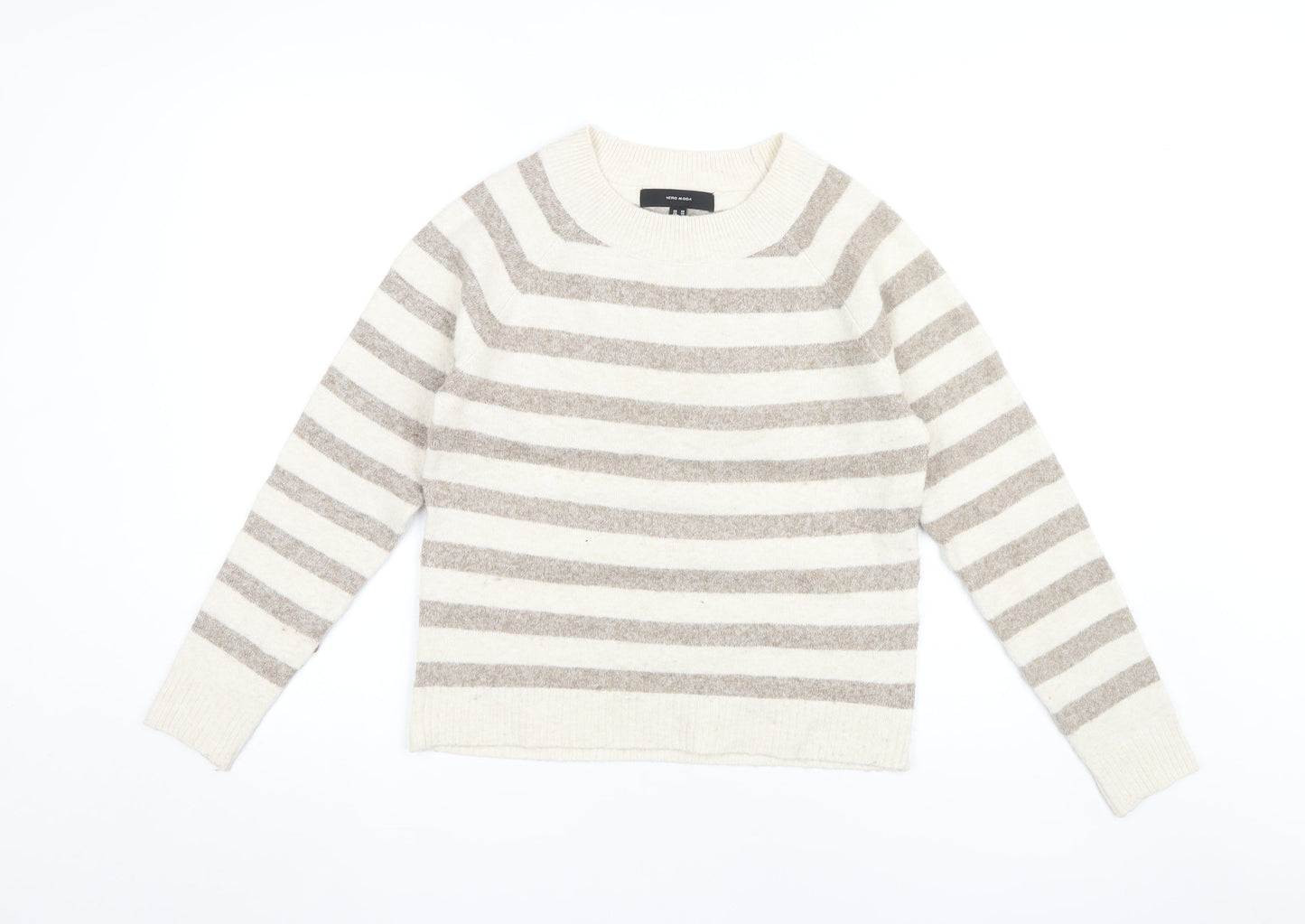 Vero Moda Women's Beige Striped Pullover Jumper XS