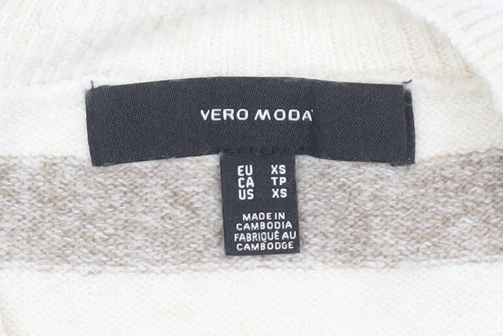 Vero Moda Women's Beige Striped Pullover Jumper XS