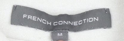 Close-up detail of French Connection Women's White Striped Roll Neck Jumper - M