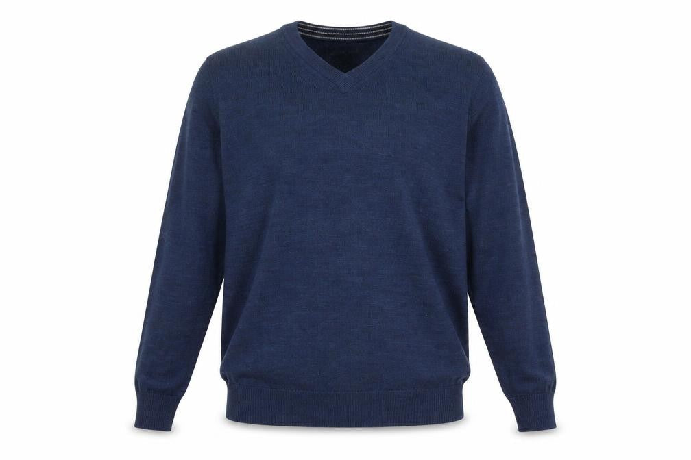 Marks & Spencer Men's Blue Medium V-Neck Wool Jumper