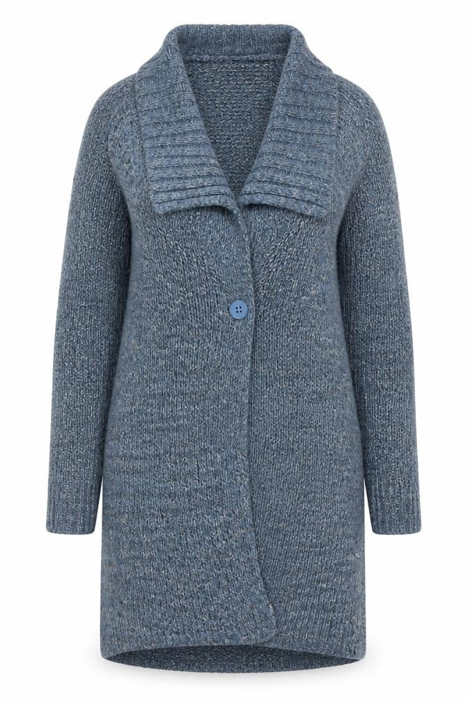 Sandwich Women's Blue Cardigan, Collared, Size L