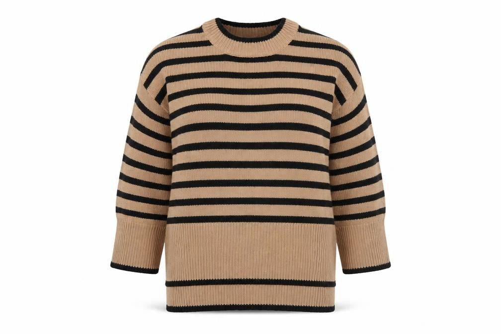 AX Paris Women's Brown Black Striped Pullover M