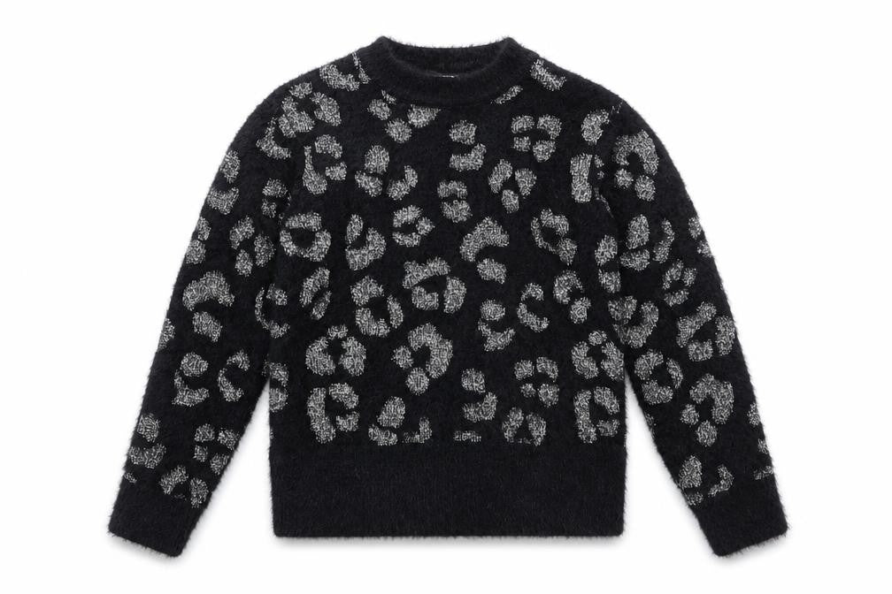 Next Girls Black Animal Print Pullover Jumper, 7 Years