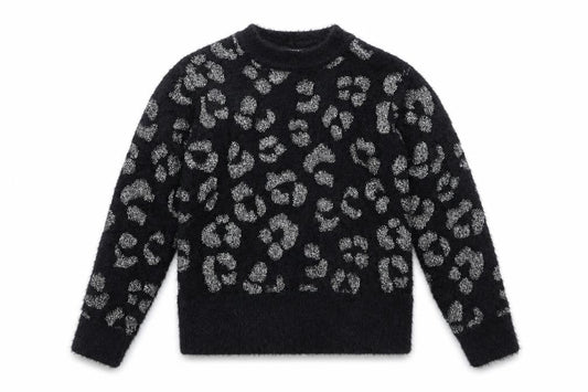 Next Girls Black Animal Print Pullover Jumper, 7 Years