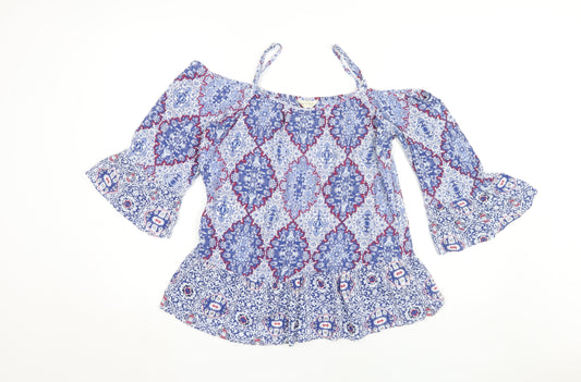 Marks & Spencer Women Blue Geometric Top UK 12