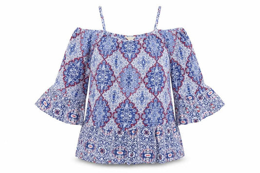 Marks & Spencer Women Blue Geometric Top UK 12