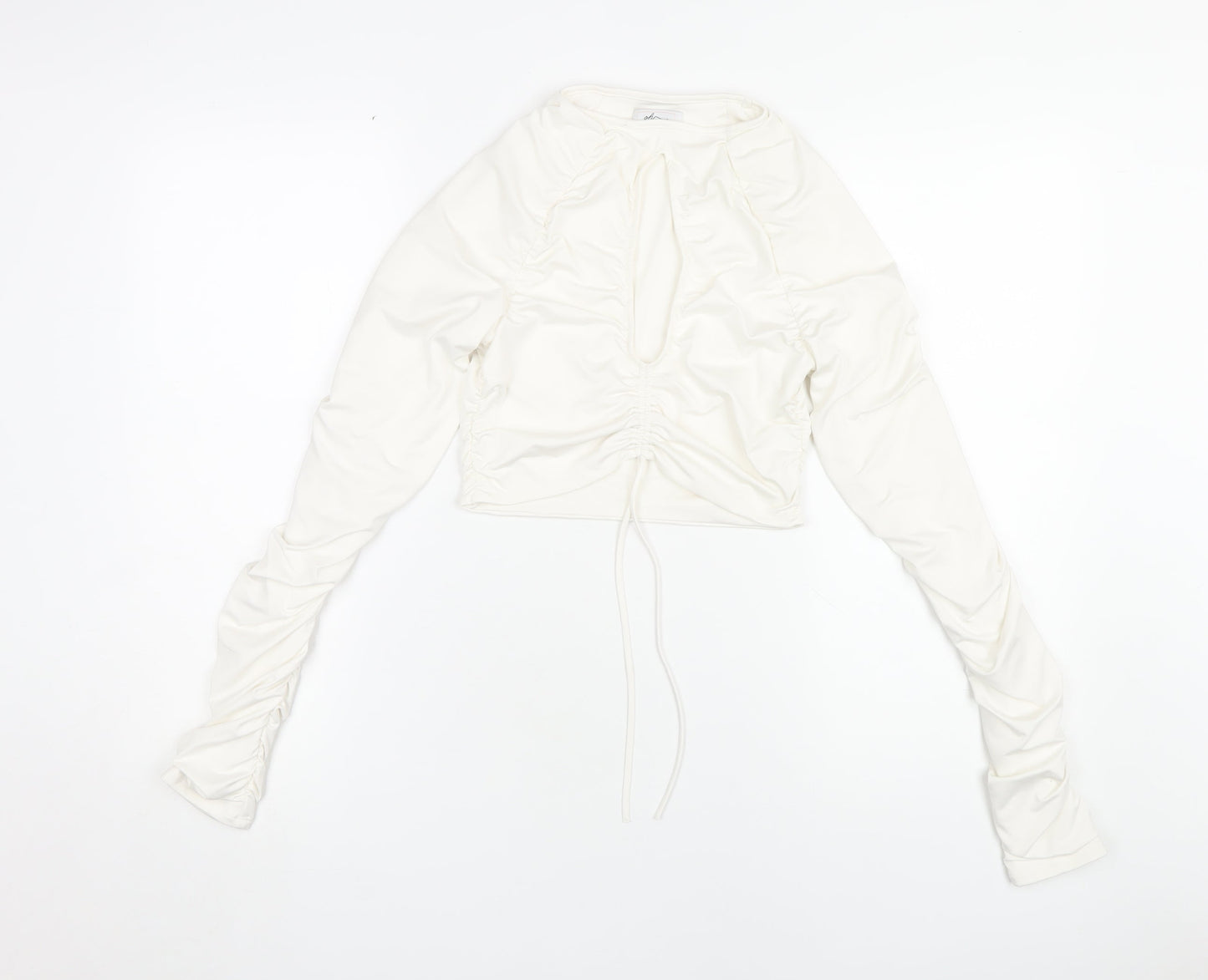 Oh Polly Women's Ivory Cropped Long Sleeve Top Size 10