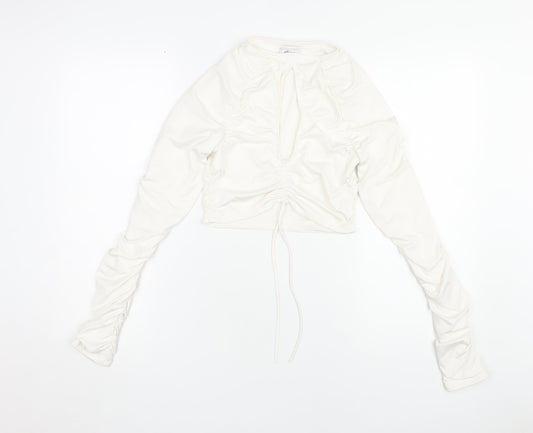 Oh Polly Women's Ivory Cropped Long Sleeve Top Size 10