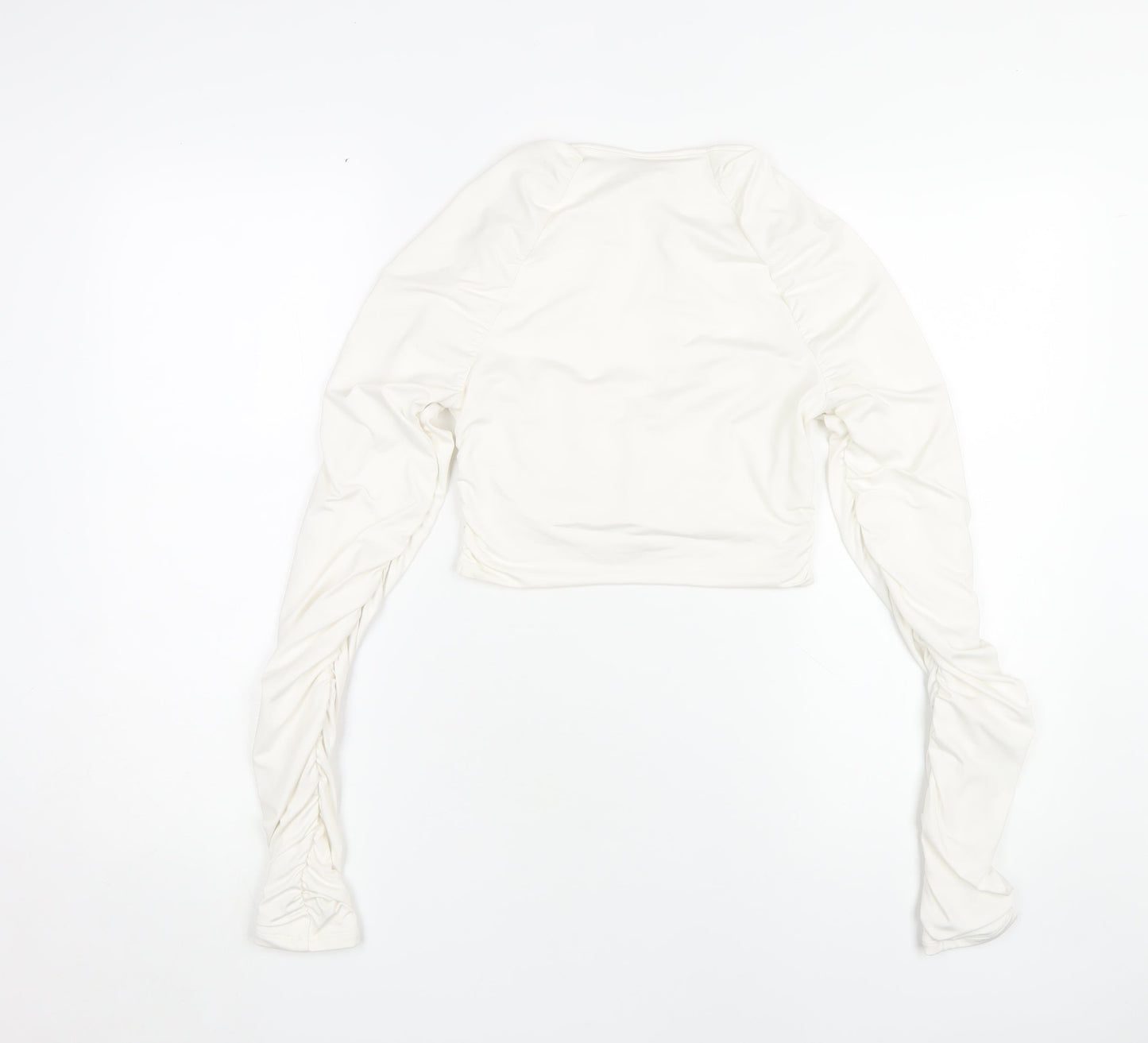 Oh Polly Women's Ivory Cropped Long Sleeve Top Size 10