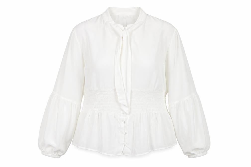 Oliver Bonas White Balloon Sleeve Blouse UK 14