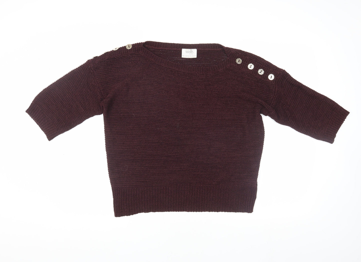 Wallis Women's Brown Pullover Jumper L with Button Accents