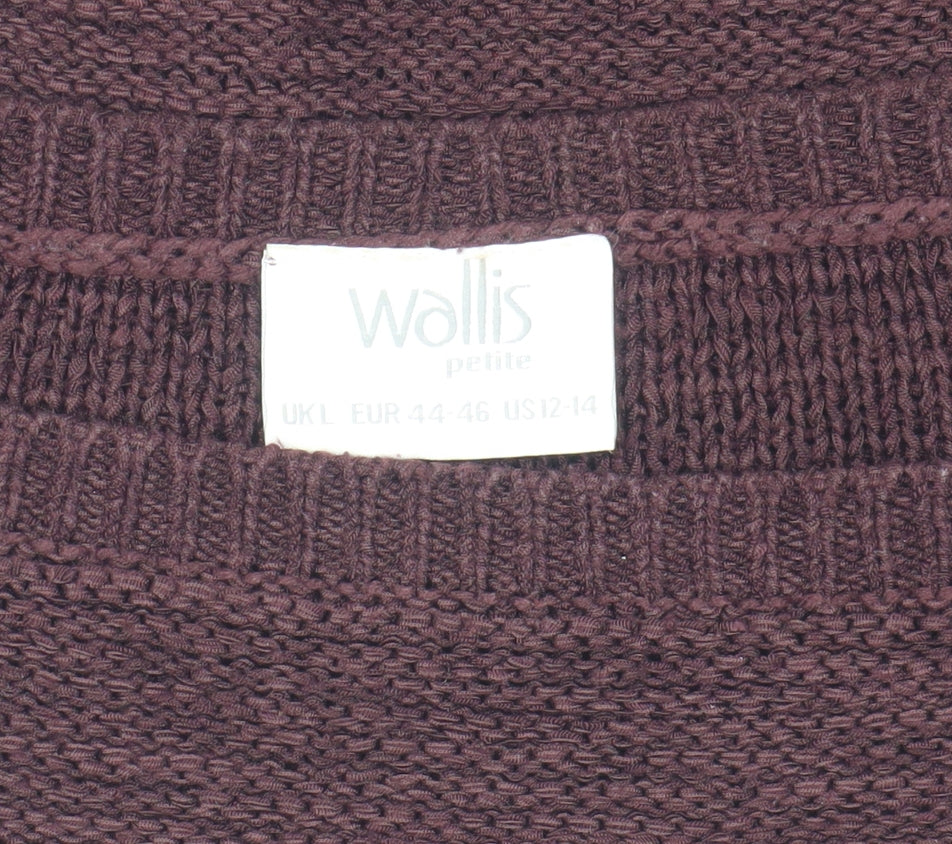 Wallis Women's Brown Pullover Jumper L with Button Accents