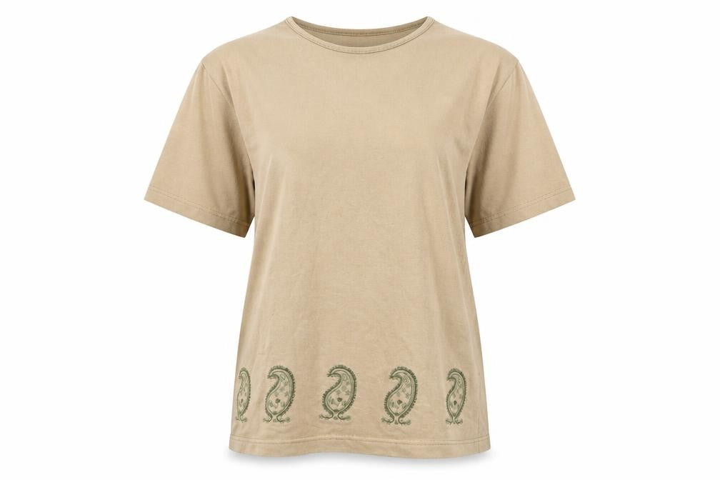 Amy Moore Women's Beige Embroidered T-Shirt, M