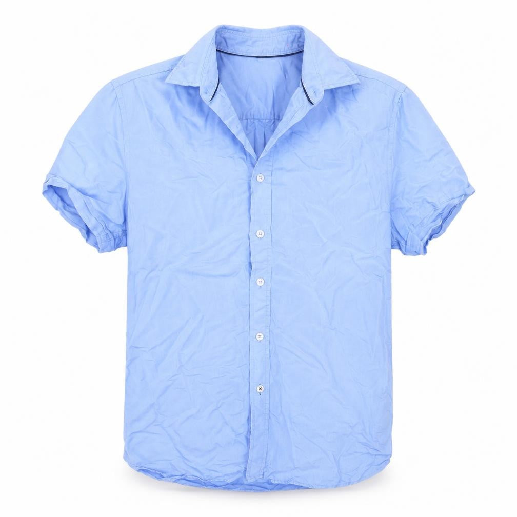 Mango Man Men's Blue Regular Fit Short Sleeve Shirt