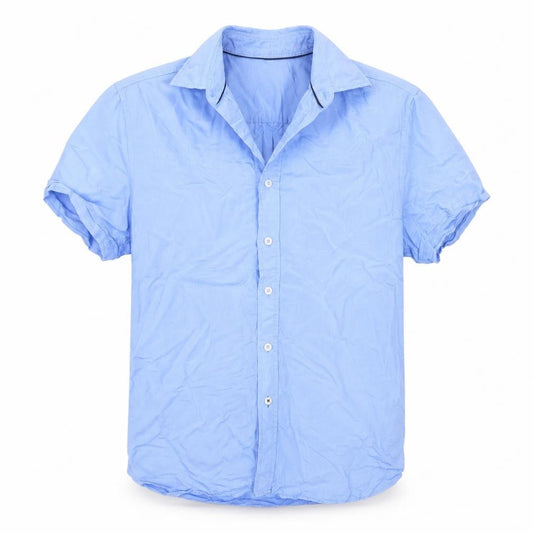 Mango Man Men's Blue Regular Fit Short Sleeve Shirt