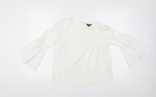 Topshop Women's White Blouse, Size 8, Bell Sleeve